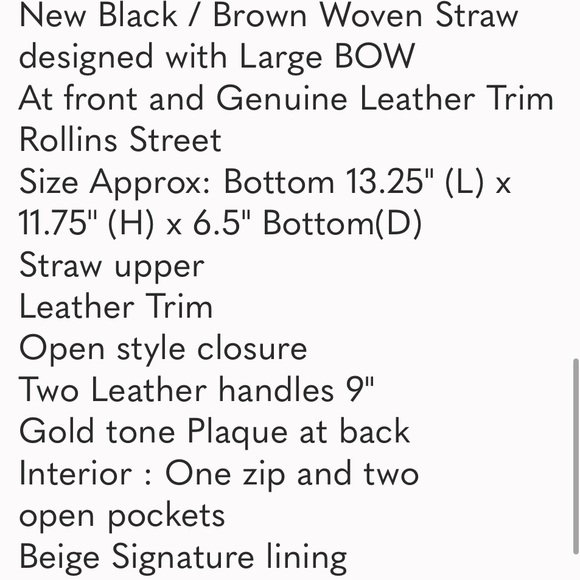 Kate Spade Bow STORYBOOK Straw Bag NWOT - Picture 9 of 14